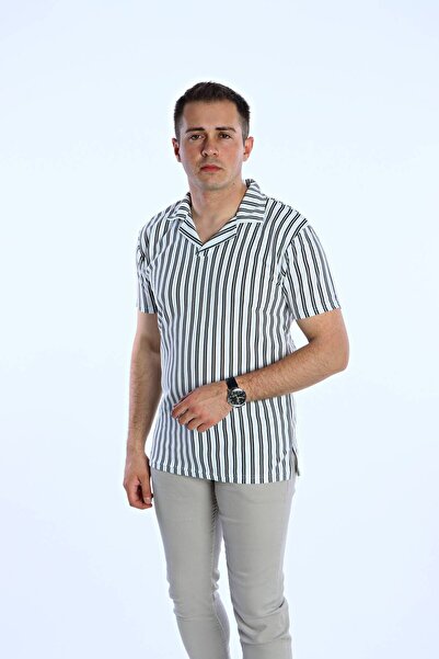 eg38 Syf Nurse Collar Striped T-Shirt White