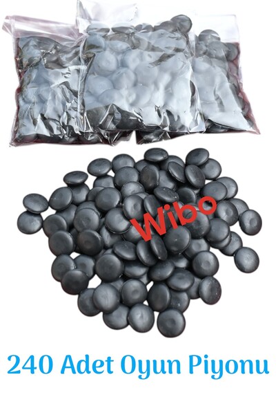 Wibo Plastik Oyun Piyonu Taşı Go Oyunu-mangala Oyun Taşı Ve Kutu Oyun Taşları 240 Adet Siyah