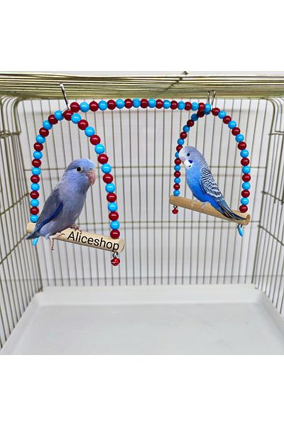 aliceshop Bird Swing Toy with Perch 2 Fan Colorful Swing