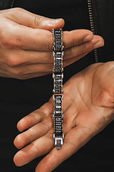 htc gümüş sepeti Grek Üçgen Çelik Sarı Erkek Bileklik Künye Kalın