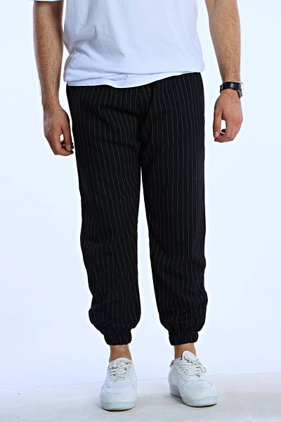 eg38 Marco Leg Elastic Striped Jogger Black