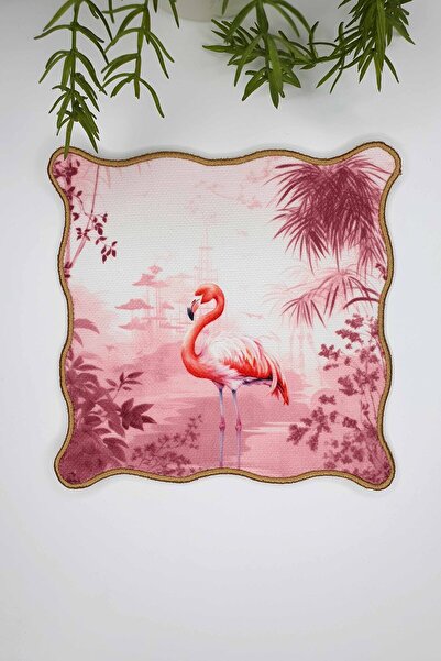 decofav Șervețel de cocktail cu bord brodat cu design exotic de pădure și fla...
