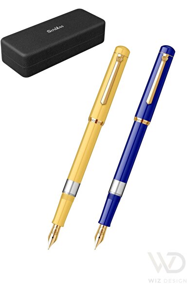 Scrikss WizDesign 419 Serisi 2'li Dolmakalem Sarı - Lacivert Set