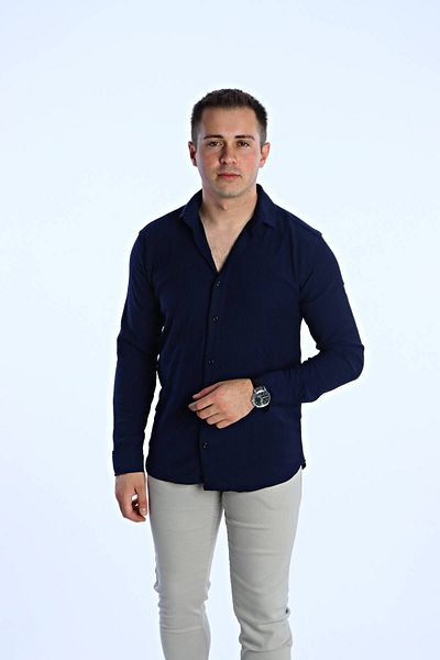 eg38 Dnt Μακρυμάνικο Πουκάμισο Σπινόν Μπλε Navy Blue