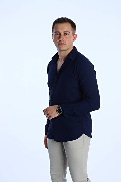 eg38 Dnt Μακρυμάνικο Πουκάμισο Σπινόν Μπλε Navy Blue