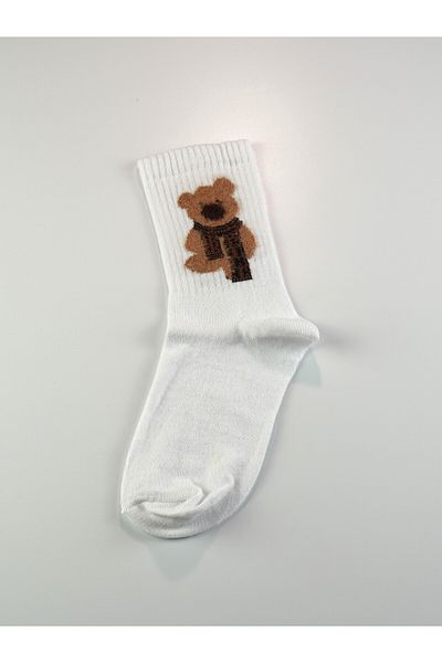 Rumon Teddy Bear Teddy Bear Patterned Cotton Socks 2 Pairs