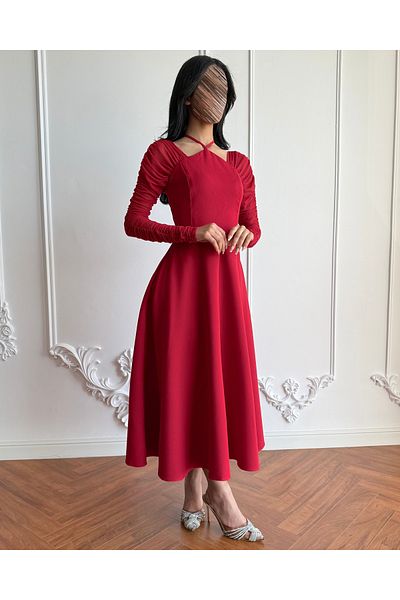 toog Red long-sleeved midi dress