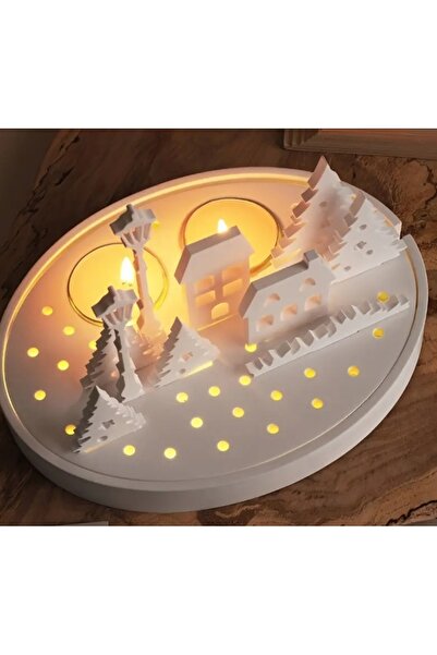 Pura Design Led ışıklı dekoratif kasaba tealightlik dekoratif obje (Led dahildir.)