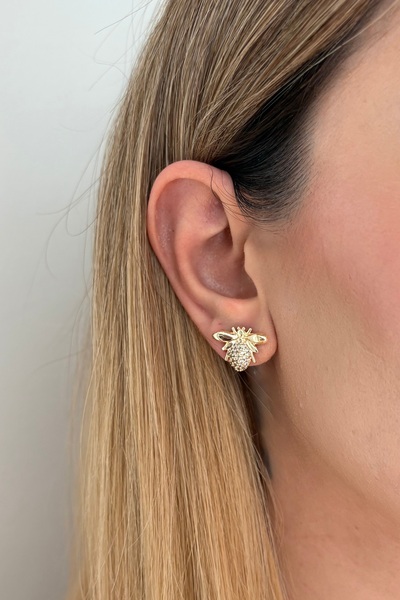 Lavian Accessories Arı Detaylı Zirkon Taşlı Küpe