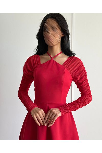 toog Red long-sleeved midi dress