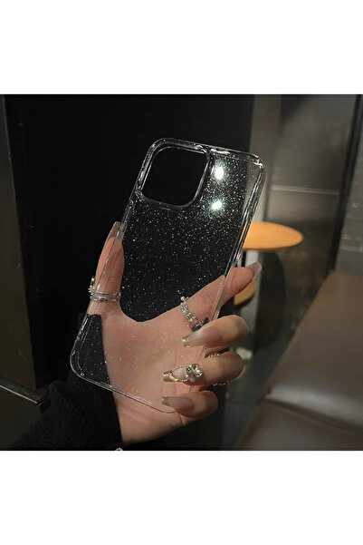 EDELFU iPhone 14 PLUS ve 15 PLUS için UYUMLU Simli Sert Plastik ince ve Hafif...