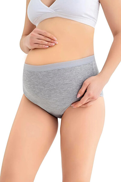 poffibaby Pack of 3 100% Cotton Gray Color Gathering Maternity and Postpartum Panties