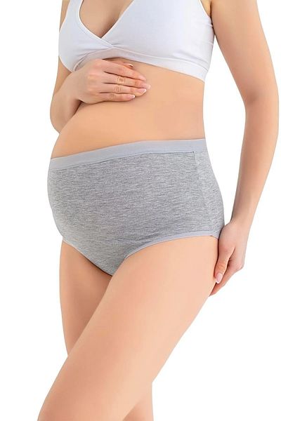 poffibaby Pack of 3 100% Cotton Gray Color Gathering Maternity and Postpartum Panties