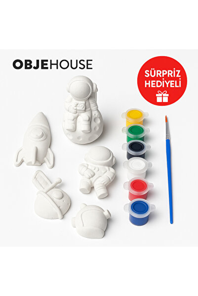 Genel Markalar Objehouse Çocuk Temalı Alçı Boyama Seti – 6 Figür + 6 Renk + F...