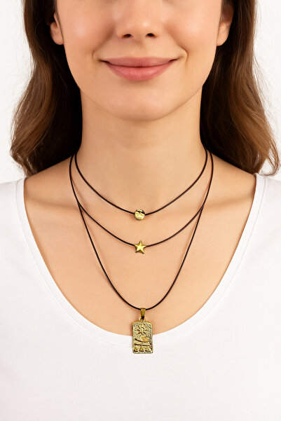She Sells قلادة Trinity Triple Brown Rope Ra Symbol Abundance