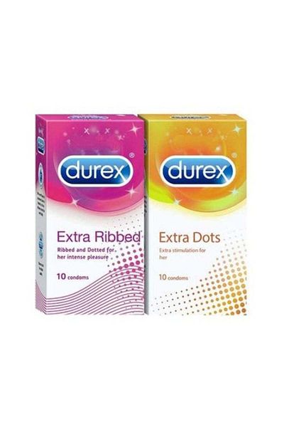 Durex Combo Of 10 Extra Ribbed & 10 Extra Dots Condoms