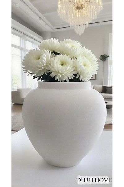 Lui Tasarım Nordic Style Decorative Large Size Modern Stylish Ceramic White Color Pera Vase 20 cm