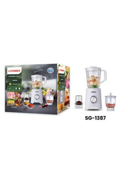 Generic STARGOLD 3-in-1 600W Blender with Unbreakable Jar, Dry Mill & Full Copper Motor
