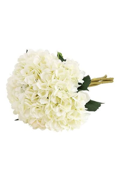 Generic XiuWoo 5-Piece Artificial Hydrangea Flower Realistic Single Long Stem White/Green