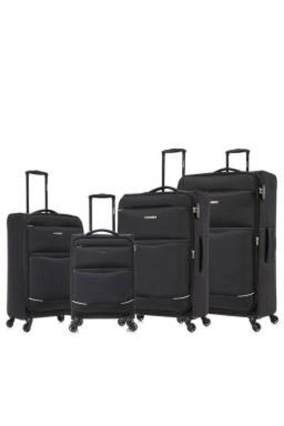 Generic STARGOLD 4-Piece Travel Trolley Set – Soft Polyester Luggage with Lock System, SG-T74 Black