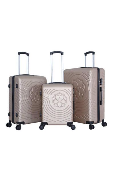 Generic STARGOLD 3-Piece ABS Luggage Set 20/24/28-Inch – Lockable, 360° Wheels, Hardside, SG-T77 Pearl Grey