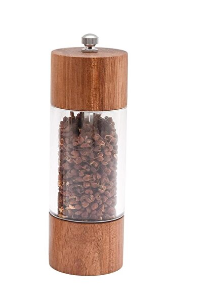 Generic Bien Servi High Quality Acacia Wood Pepper Storage Jar Brown and Clea...