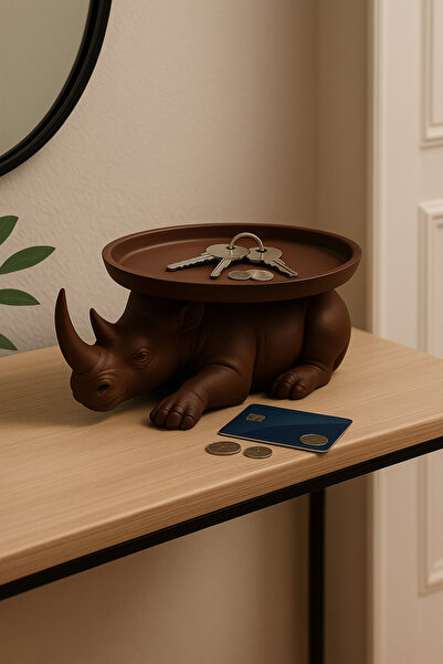 Anılfashion Dekoratif Gergedan Sunumluk Çok Amaçlı Pratik Ev Gereçleri Kahve ...