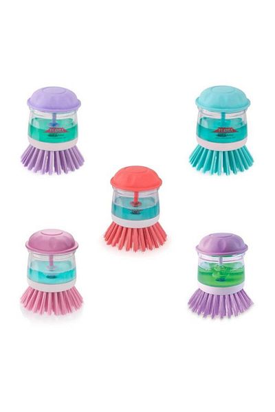 Generic Flora Plastic Soap Dispensing Dish Brush Assorted Color F389