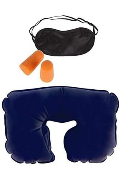 Other 3 Pieces Travel Kit Adjustable Eye Mask Inflatable Neck Pillow & Noise Cancelling Earplugs
