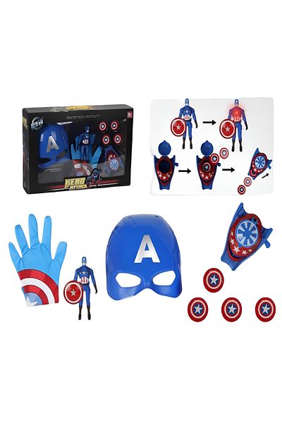 rexa Captain America Hero Roleplay Toy Set with Mask, Shield & Disc Launchers