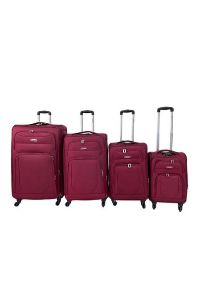 Generic STARGOLD Premium Fabric Trolley Luggage Set 4PCS, 360° Wheels, 20/24/28/32", VT-TR512 Maroon