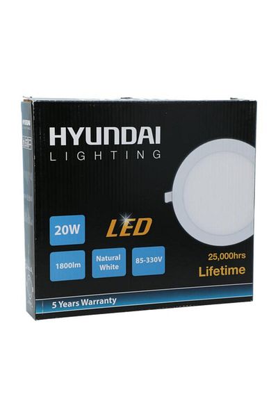 Generic HYUNDAI 4000K 20W Round Recessed Panel Light Cool White