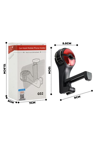 OEM Suport auto, ABS/Silicon, Multifuncțional, Negru/Roșu