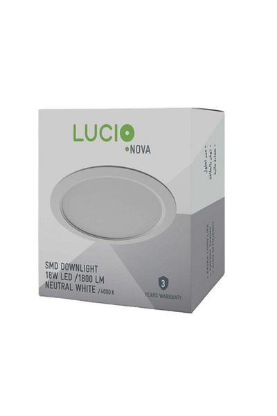 Generic Lucio 18W 1800-Lumens High Efficiency Energy-Saving Downlight Neutral White DR46c-18W-4000K