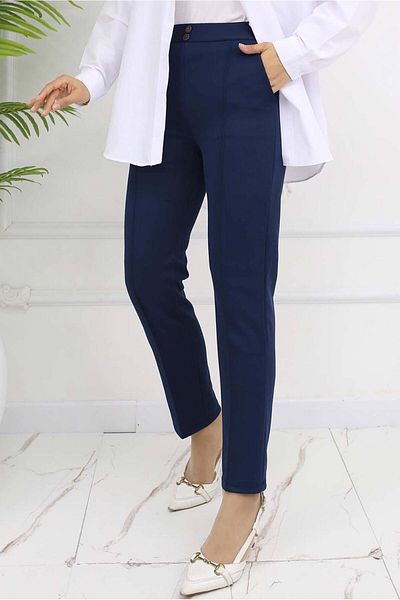 TRENDTESETTÜR Women's Dark Blue Tight Pants t 5403