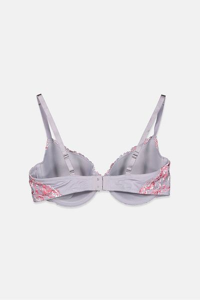 Tchibo Women Modeled Padded Underwired Cups Bra, Grey