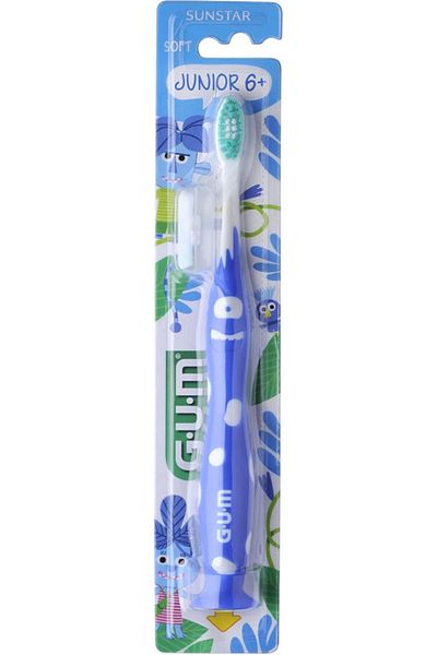 GUM GUM Sunstar Junior Toothbrush Soft Bristles Easy Grip Handle Kids Plaque Removal Assorted