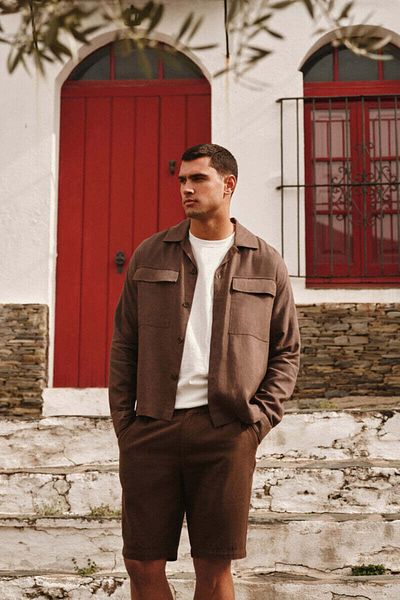 Springfield Slim fit linen Bermuda shorts