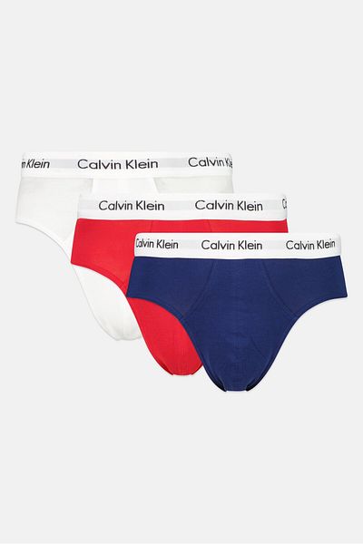 Calvin Klein Men 3 Pack Brand Logo Hip Briefs, Multicolor