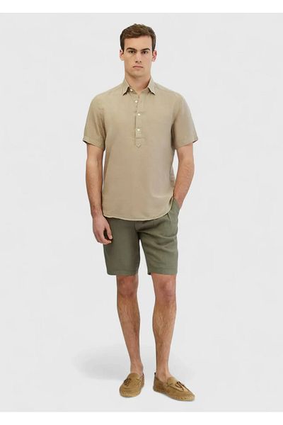 Ramsey Πουκάμισο Mink Plain Casual Fit Woven Casual 100% λινό