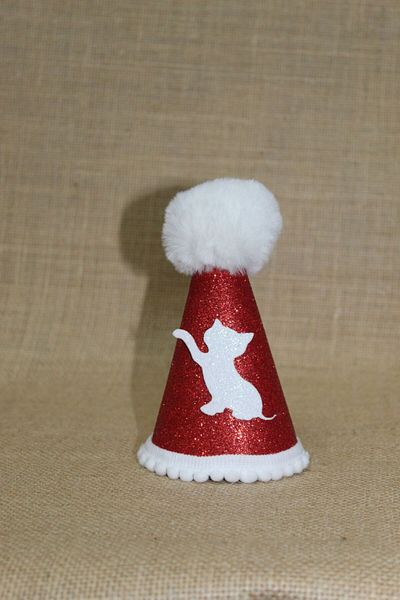 asöy Cat Birthday Party Hat Cat Party Red Eva Elastic Hat Diameter 7.5 Size 13 cm White Pompon
