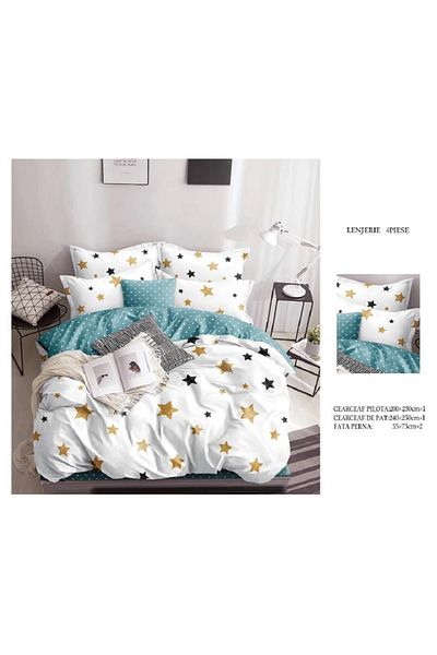 CHIRASO CHIRASO 4-Piece Bedding Set, Satin Cotton, Sheet 240x250 cm, 2 Pillowcases