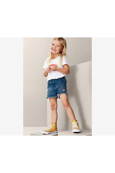 Tchibo Toddlers Girl Pull On Denim Short, Blue