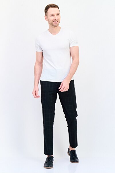 CELIO Men Regular Fit Chambray Stretchable Chino Pants, Black