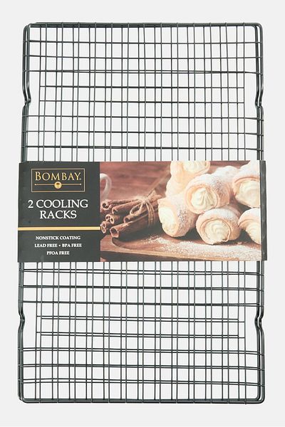 Bombay 2 Pieces Non-Stick Cooling Racks, Black