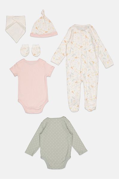MOTHERCARE Toddlers Girl 6 Piece Graphic Print Gift Set, Multicolor