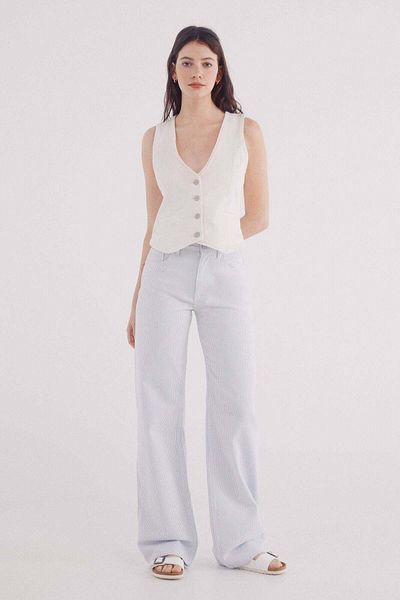 Springfield Wide leg striped cotton jeans