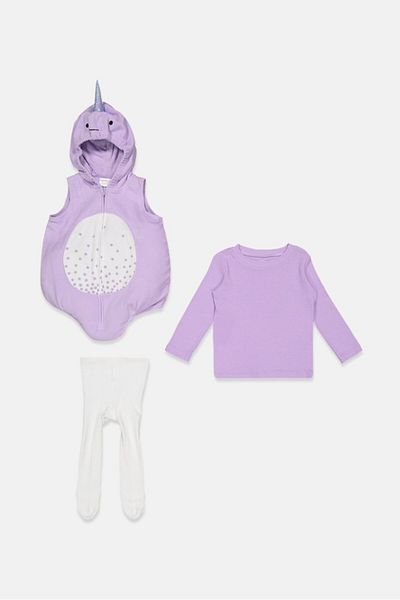 Carter's Toddlers Girl 3 Piece Unicorn Rompers With Top And Bottom Set, Purple and White