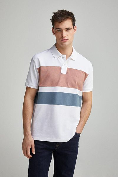 Springfield regular fit color block piqué polo
