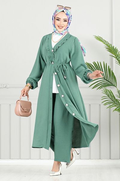 ModaMerve Lace-Up Hijab Suit 023Mr1077-M Mint